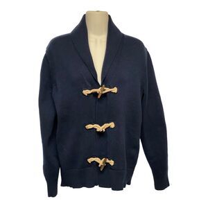 J.Crew Unisex Size M Nautical Wood Toggle jute rope Navy Classic Cardigan Preppy